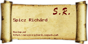Spicz Richárd névjegykártya